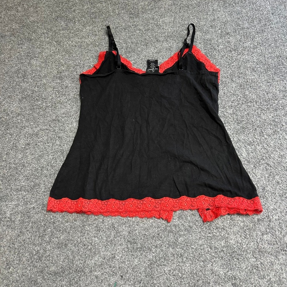 Baby Phat Cami Womens Size XL Black Red Lace Trim Gold Logo Y2K Intimates Tank